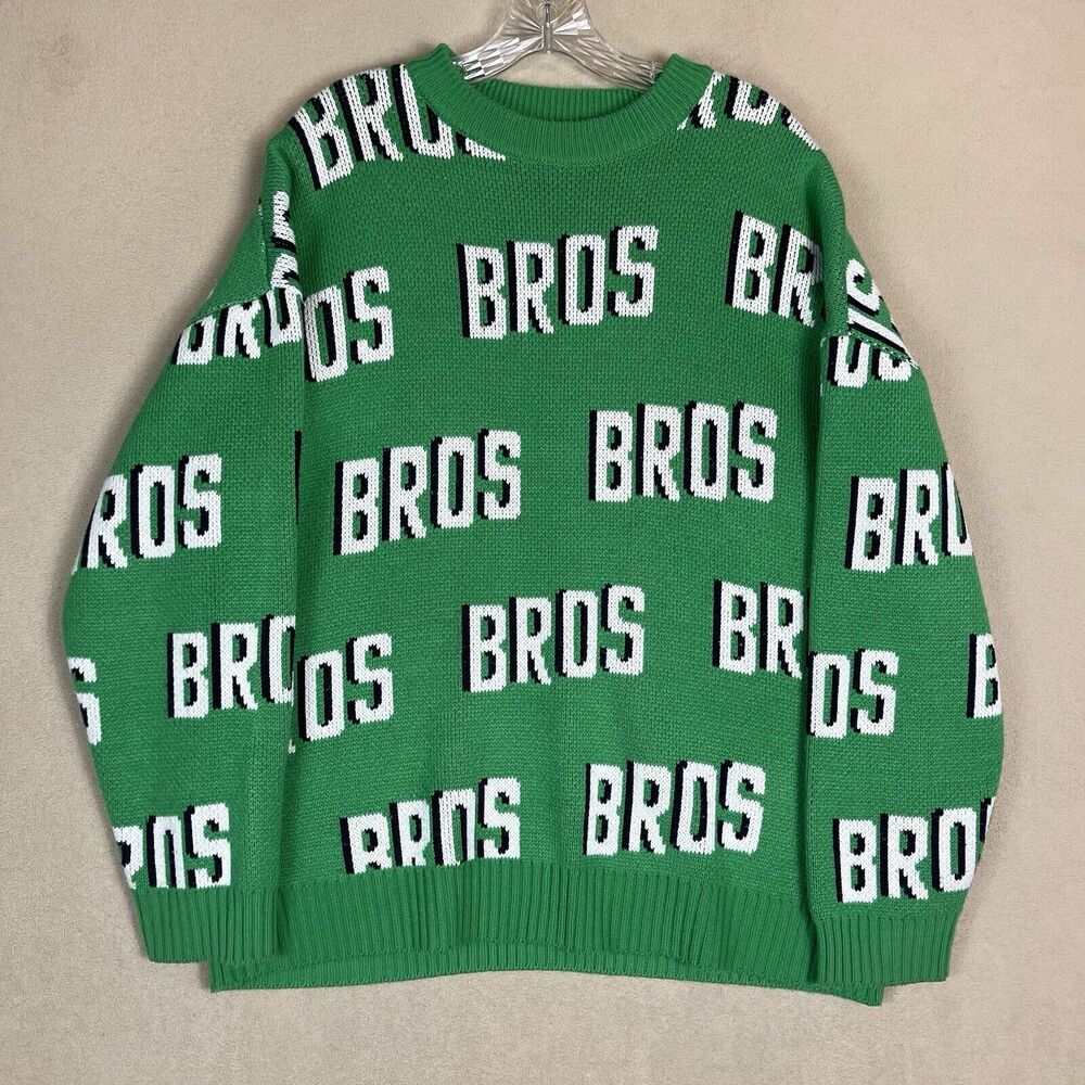 Neoity Sweater Mens One Size Green Bros‎ Bros Bros Knit Crewneck Pullover Adult